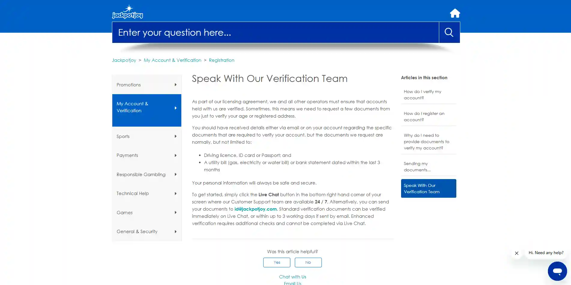 Jackpotjoy Verification and KYC Guide UK 2026