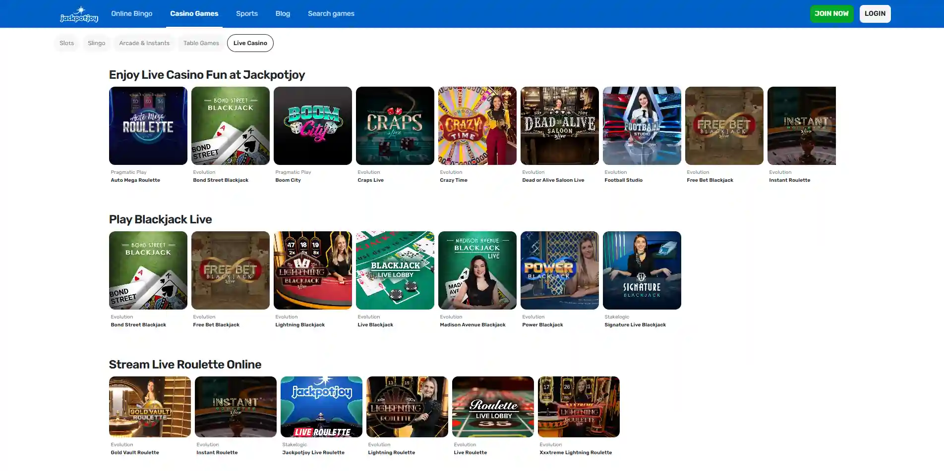 Jackpotjoy Live Casino Review UK 2026 – Blackjack and Roulette